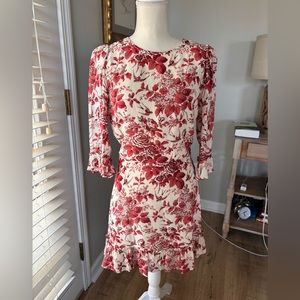 Reformation Red and Cream Floral Mini Dress